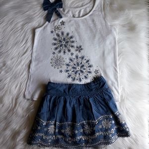 🌼 Justice Sequin Tank and Denim Skort Set 🌼